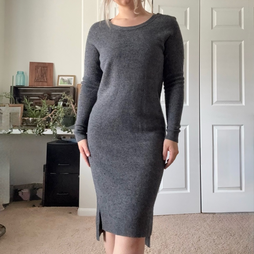 Madewell Side-Slit Sweater-Dress dark grey size small